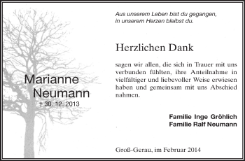 Traueranzeige von Marianne Neumann von Rüsselsheimer Echo, Groß-Gerauer-Echo, Ried Echo Traueranzeige von Marianne Neumann von Rüsselsheimer Echo, Groß-Gerauer-Echo, Ried Echo