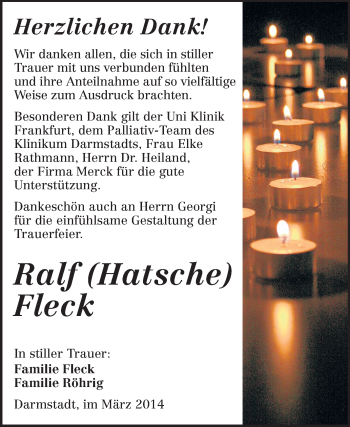 Traueranzeige von Ralf Fleck von Echo-Zeitungen (Gesamtausgabe)