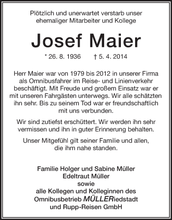 Traueranzeige von Josef Maier von Rüsselsheimer Echo, Groß-Gerauer-Echo, Ried Echo