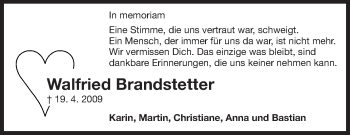 Traueranzeige von Walfried Brandstetter von Rüsselsheimer Echo, Groß-Gerauer-Echo, Ried Echo
