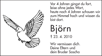 Traueranzeige von Björn Speckhardt von Echo-Zeitungen (Gesamtausgabe)