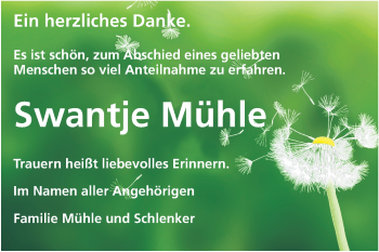 Traueranzeige von Swantje Mühle von Echo-Zeitungen (Gesamtausgabe)
