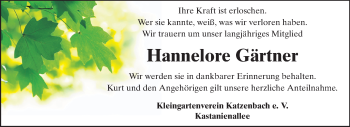 Traueranzeige von Hannelore Gärtner von Echo-Zeitungen (Gesamtausgabe)