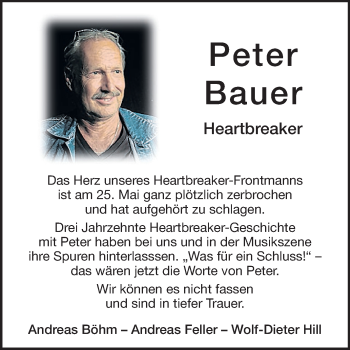 Traueranzeige von Peter Bauer von Echo-Zeitungen (Gesamtausgabe)