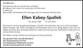 Traueranzeige von Ellen Kabey-Spallek von Rüsselsheimer Echo, Groß-Gerauer-Echo, Ried Echo