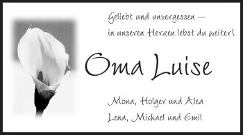 Traueranzeige von Luise  von Odenwälder Echo