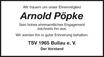 Traueranzeige von Arnold Pöpke von Odenwälder Echo