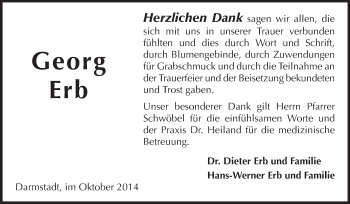 Traueranzeige von Georg Erb von Echo-Zeitungen (Gesamtausgabe)