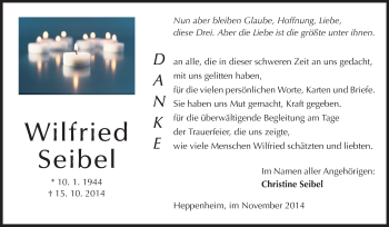 Traueranzeige von Wilfried Seibel von Starkenburger Echo, Bergsträßer Anzeiger