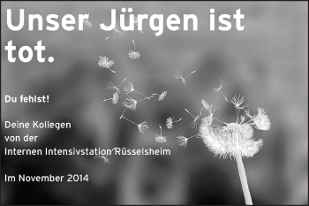 Traueranzeige von Jürgen  von Rüsselsheimer Echo, Groß-Gerauer-Echo, Ried Echo