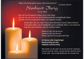Traueranzeige von Norbert Ihrig von Odenwälder Echo