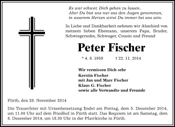 Traueranzeige von Peter Fischer von Starkenburger Echo