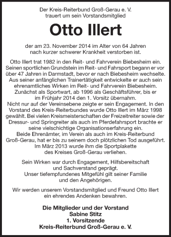 Traueranzeige von Otto Illert von Echo-Zeitungen (Gesamtausgabe)