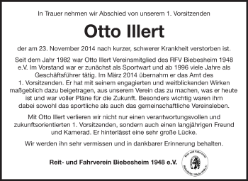 Traueranzeige von Otto Illert von Echo-Zeitungen (Gesamtausgabe)