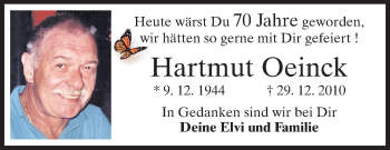 Traueranzeige von Hartmut Oeinck von Echo-Zeitungen (Gesamtausgabe)