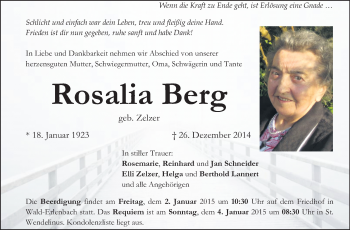 Traueranzeige von Rosalia Berg von Starkenburger Echo