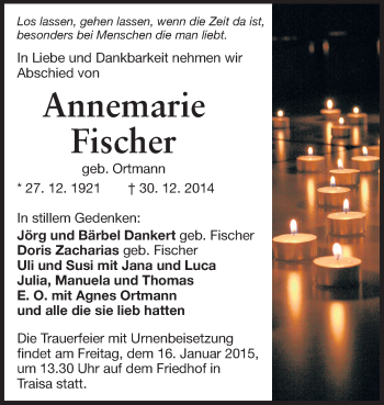 Traueranzeige von Annemarie Fischer von Echo-Zeitungen (Gesamtausgabe)