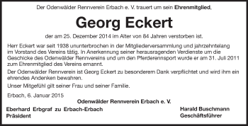Traueranzeige von Georg Eckert von Odenwälder Echo