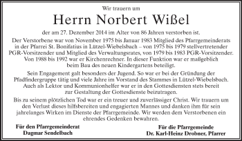 Traueranzeige von Norbert Wißel von Odenwälder Echo