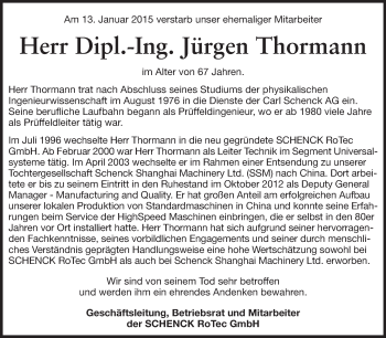 Traueranzeige von Jürgen Thormann von Echo-Zeitungen (Gesamtausgabe)