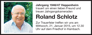 Traueranzeige von Roland Schlotz von Starkenburger Echo
