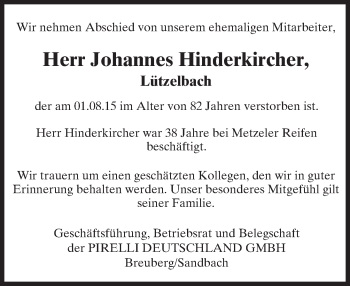 Traueranzeige von Johannes Hinderkircher von trauer.echo-online.de