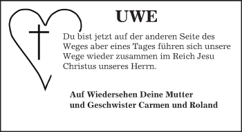 Traueranzeige von Uwe  von trauer.echo-online.de