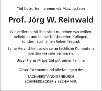 Traueranzeige von Jörg W. Reinwald von Echo-Zeitungen (Gesamtausgabe)