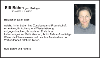 Traueranzeige von Elfi Böhm von Rüsselsheimer Echo, Groß-Gerauer-Echo, Ried Echo