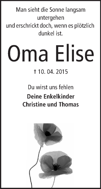 Traueranzeige von Elise Lannert von Starkenburger Echo