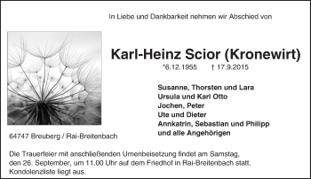 Traueranzeige von Karl-Heinz Scior von trauer.echo-online.de