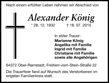 Traueranzeige von Alexander König von trauer.echo-online.de