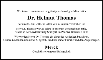 Traueranzeige von Helmut Thomas von Echo-Zeitungen (Gesamtausgabe)