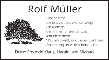 Traueranzeige von Rolf Müller von Odenwälder Echo