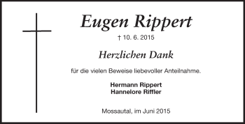 Traueranzeige von Eugen Rippert von Odenwälder Echo