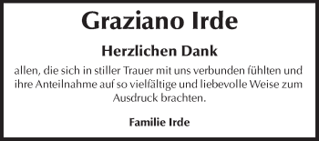 Traueranzeige von Graziano Irde von Echo-Zeitungen (Gesamtausgabe)