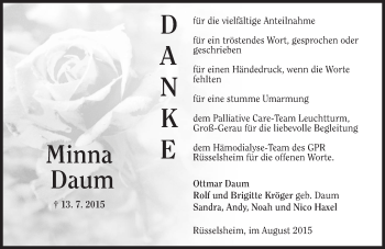 Traueranzeige von Minna Daum von trauer.echo-online.de