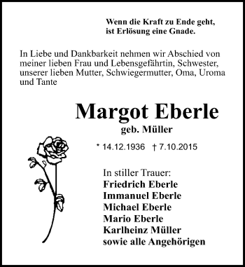 Traueranzeige von Margot Eberle von trauer.echo-online.de