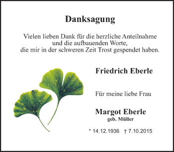 Traueranzeige von Margot Eberle von trauer.echo-online.de