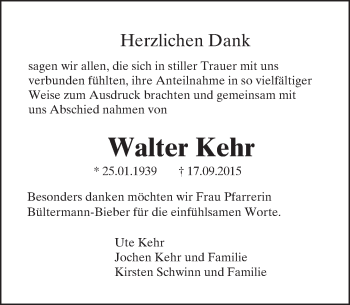 Traueranzeige von Walter Kehr von trauer.echo-online.de