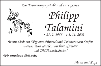 Traueranzeige von Philipp Talamini von trauer.echo-online.de