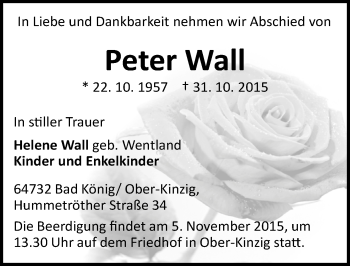 Traueranzeige von Peter Wall von trauer.echo-online.de