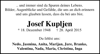 Traueranzeige von Josef Kupljen von  Mainz