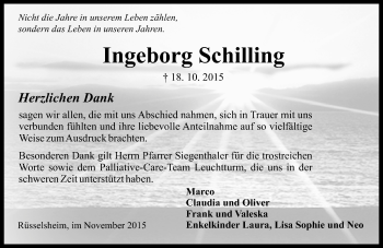 Traueranzeige von Ingeborg Schilling von trauer.echo-online.de