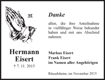 Traueranzeige von Hermann Eisert von trauer.echo-online.de