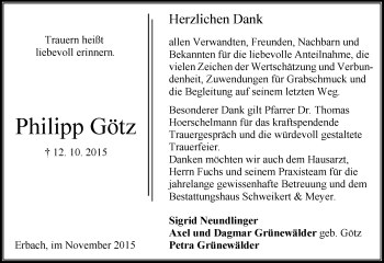 Traueranzeige von Philipp Götz von trauer.echo-online.de