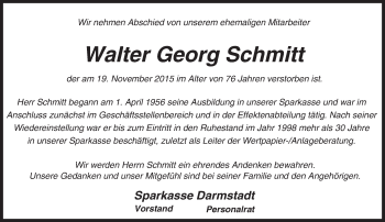 Traueranzeige von Walter Georg Schmitt von trauer.echo-online.de