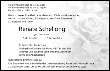 Traueranzeige von Renate Schellong von trauer.echo-online.de