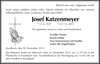 Traueranzeige von Josef Katzenmeyer von trauer.echo-online.de