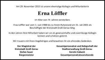 Traueranzeige von Erna Löffler von trauer.echo-online.de